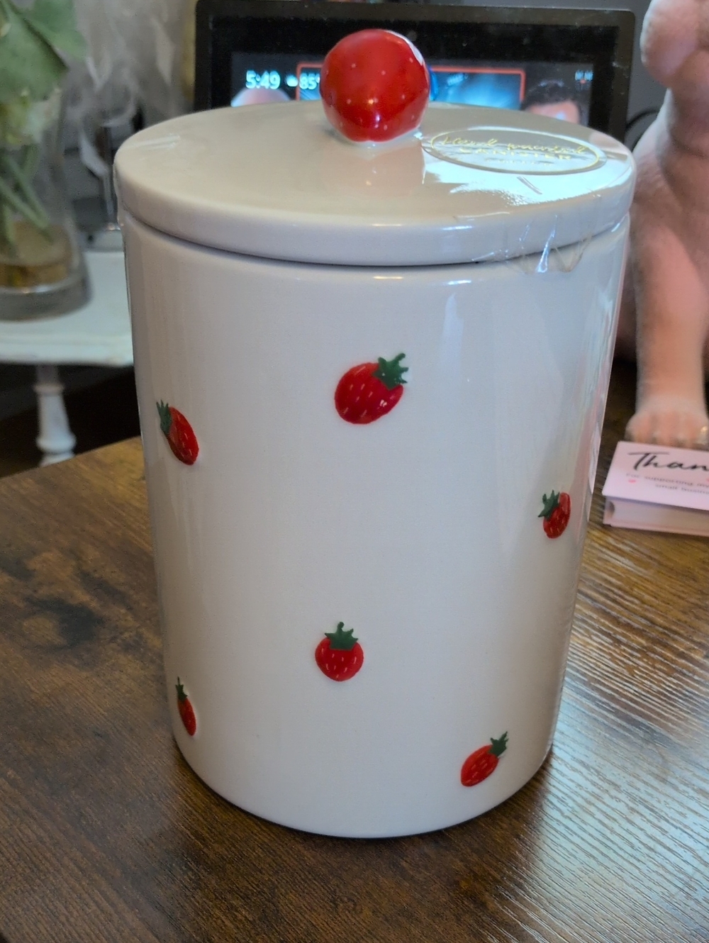 Strawberry Canister Hand Painted